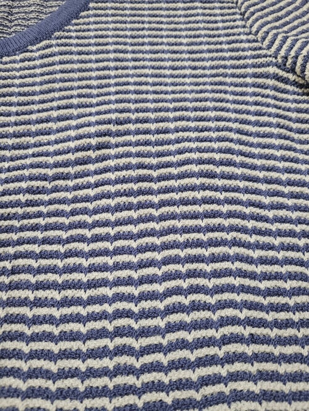 St. John Sport Striped Knit Cardigan Sweater Navy Blue White Small Coastal - Picture 6 of 9